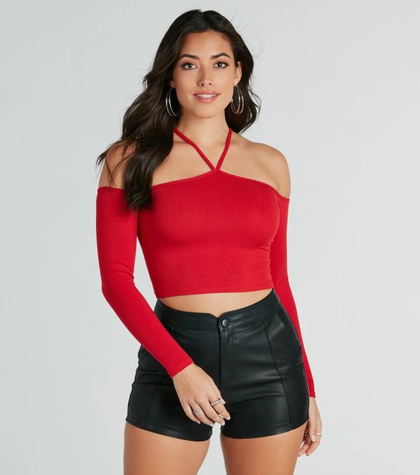 Trendy Perfection Halter Off-The-Shoulder Top - Image 5