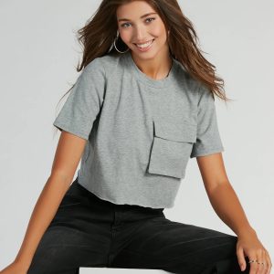 Elevated Pocket Detail Short Sleeve Cropped Tee