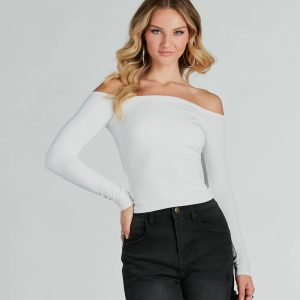 Simply Elevated Off-The-Shoulder Smooth Knit Top