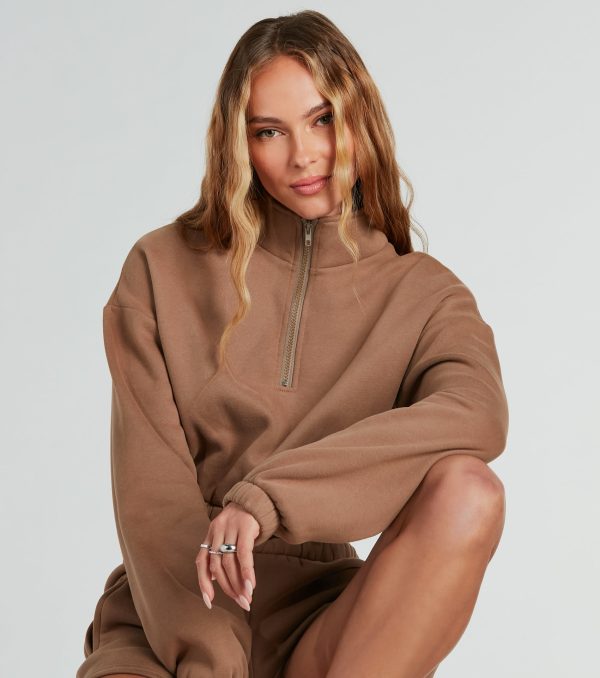 Weekend Loading Half Zip Fleece Crop Sweatshirt - Image 9