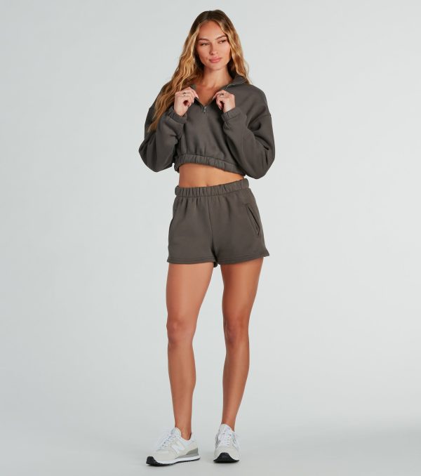 Weekend Loading Half Zip Fleece Crop Sweatshirt - Image 8