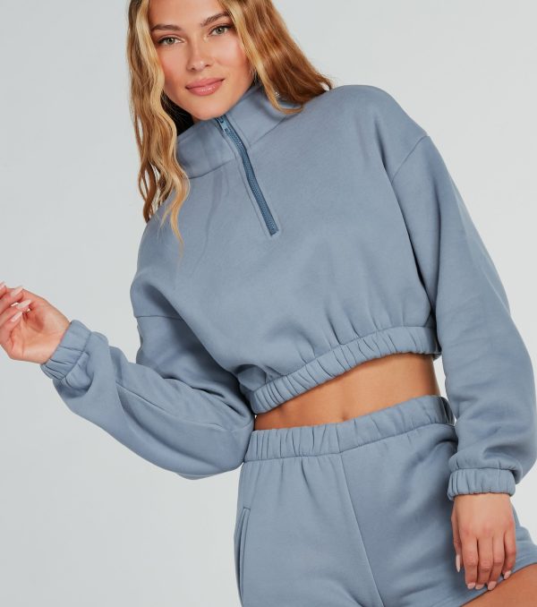 Weekend Loading Half Zip Fleece Crop Sweatshirt - Image 4