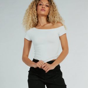 Fave Style Off-The-Shoulder Short Sleeve Knit Top