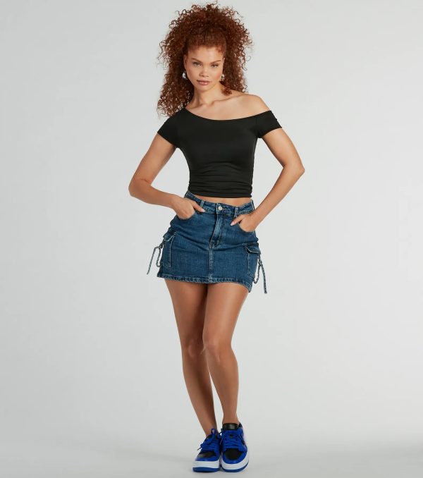 Fave Style Off-The-Shoulder Short Sleeve Knit Top - Image 7