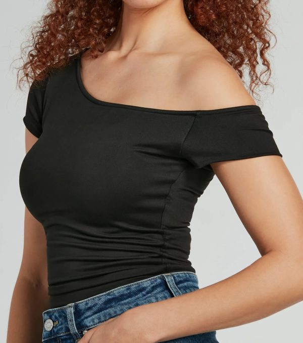 Fave Style Off-The-Shoulder Short Sleeve Knit Top - Image 8