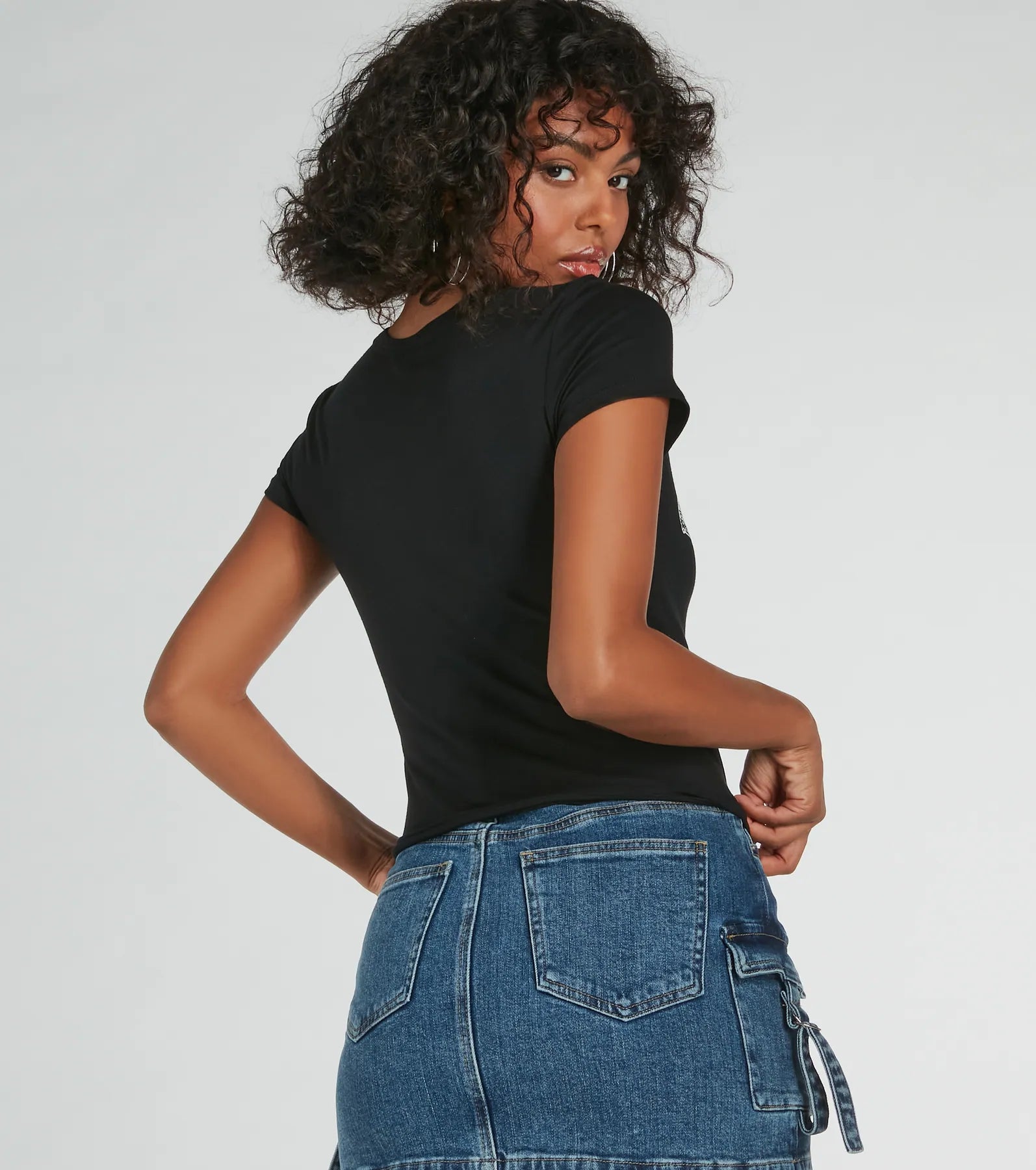 Moto Babe Cutout Knit Graphic Tee - Image 2