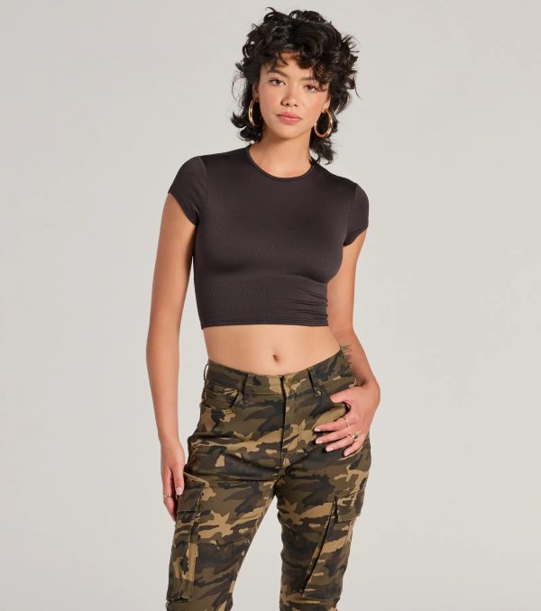 Trendy Cutie Lace-Up Ribbed Smooth Knit Crop Top - Image 9