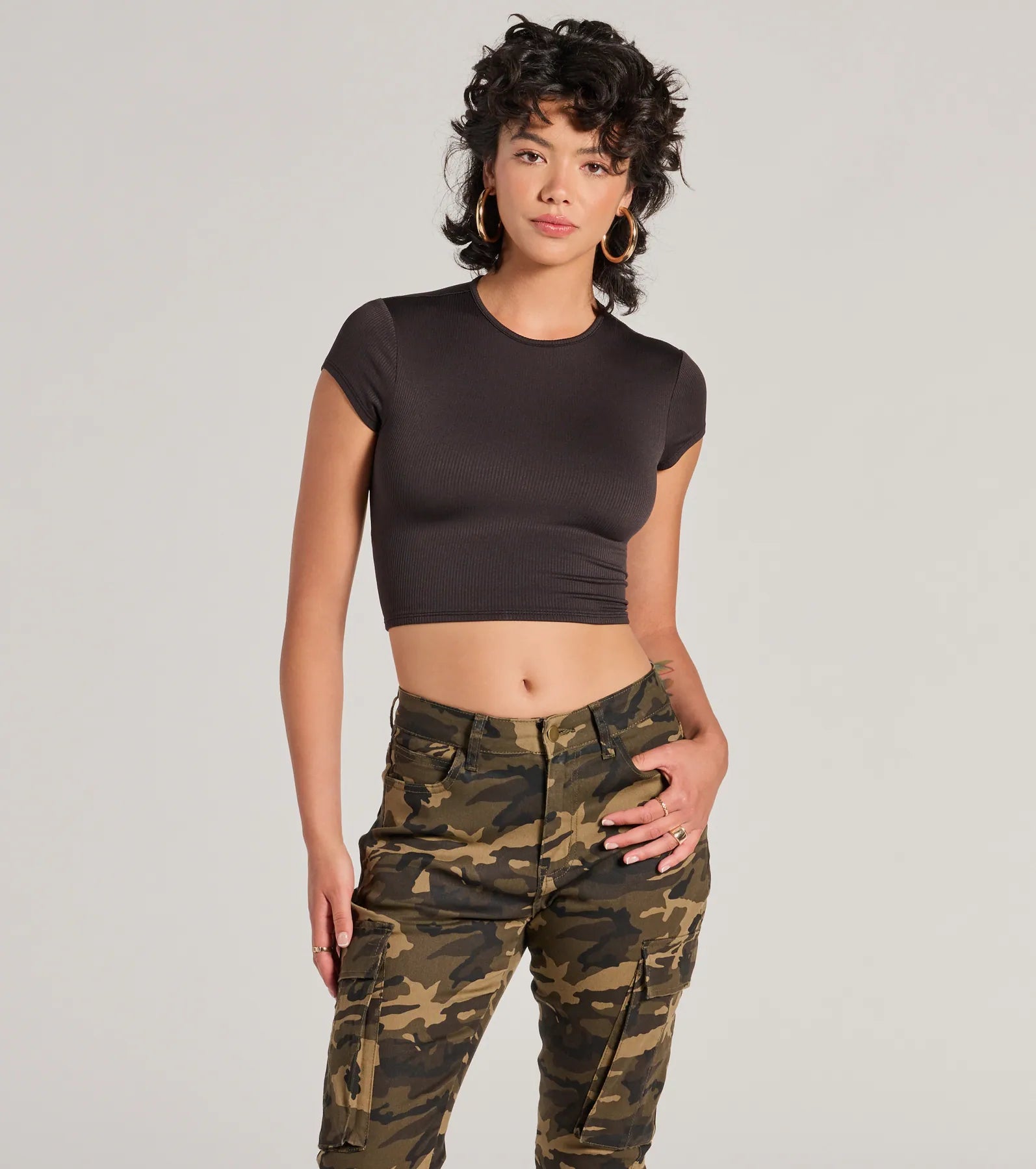 Trendy Cutie Lace-Up Ribbed Smooth Knit Crop Top - Image 9
