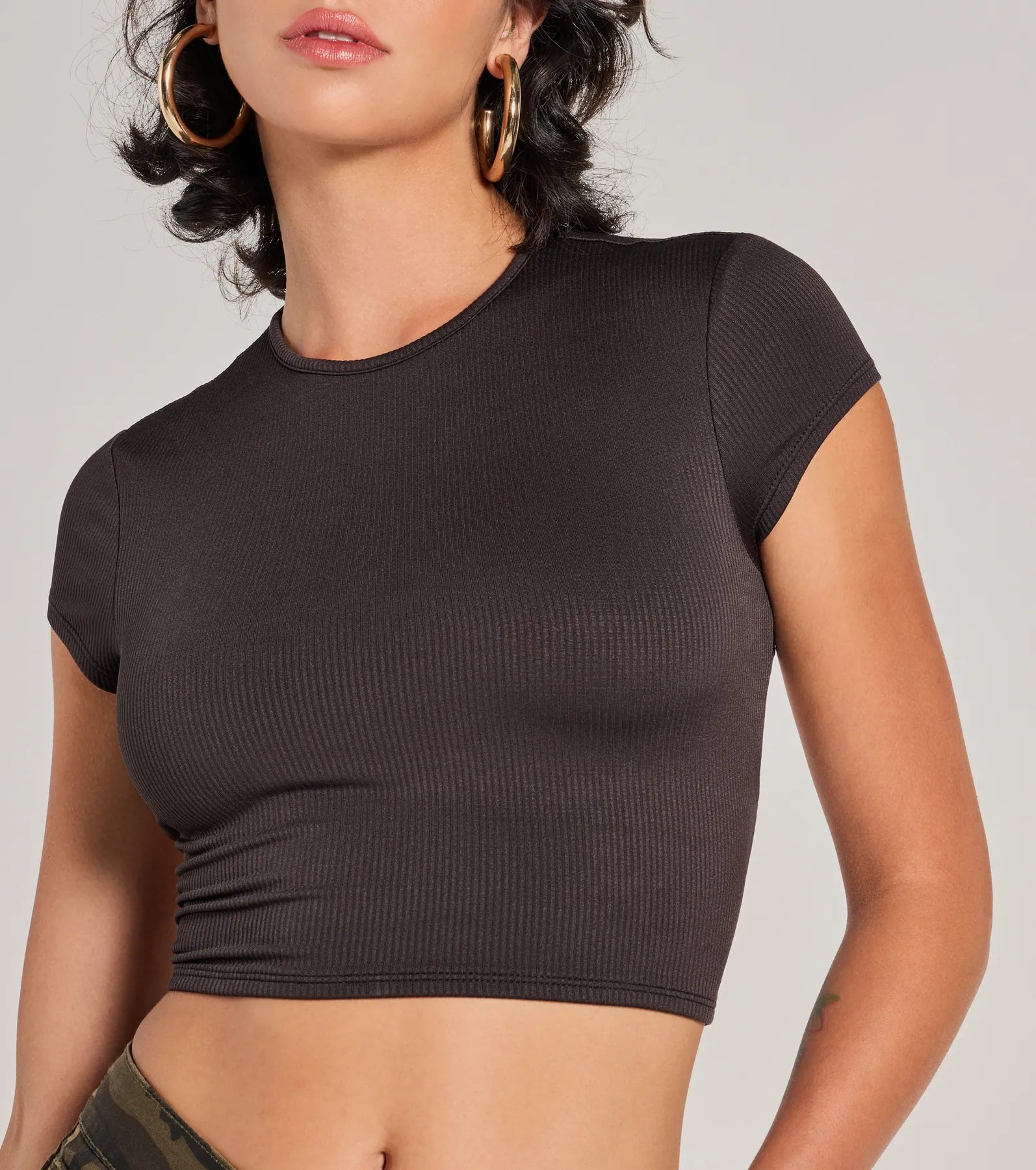 Trendy Cutie Lace-Up Ribbed Smooth Knit Crop Top - Image 12