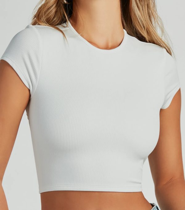 Trendy Cutie Lace-Up Ribbed Smooth Knit Crop Top - Image 4