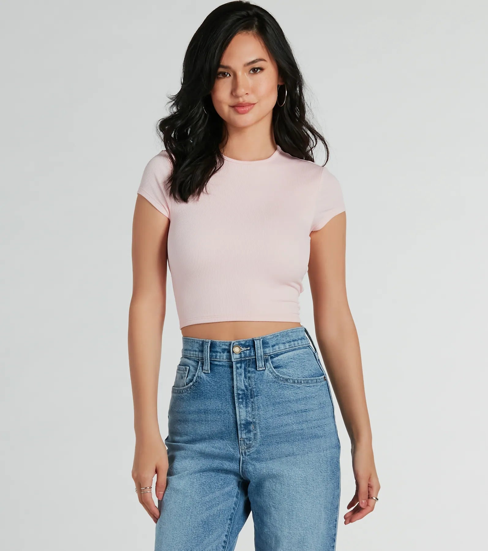 Trendy Cutie Lace-Up Ribbed Smooth Knit Crop Top - Image 5