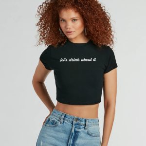 Let's Drink About It Crop Graphic Tee