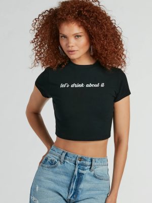 Let's Drink About It Crop Graphic Tee