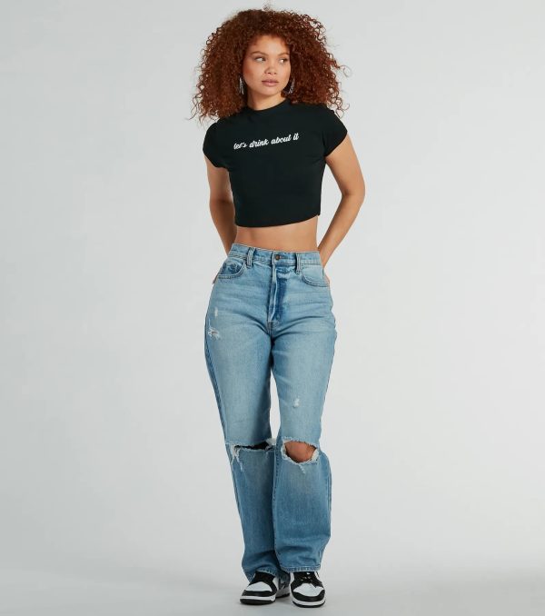 Let's Drink About It Crop Graphic Tee - Image 3