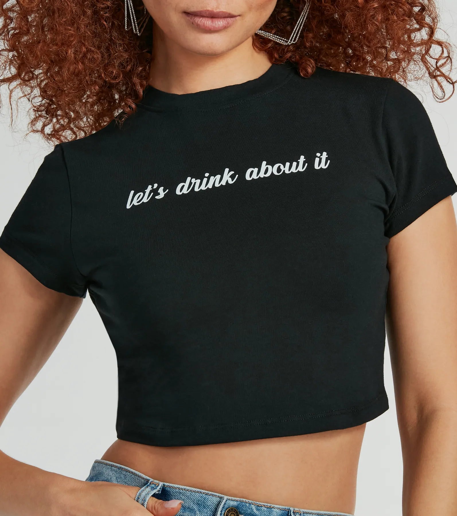 Let's Drink About It Crop Graphic Tee - Image 4