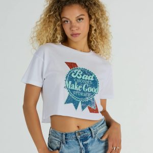 Bad Choices Make Good Stories Cropped Graphic Tee