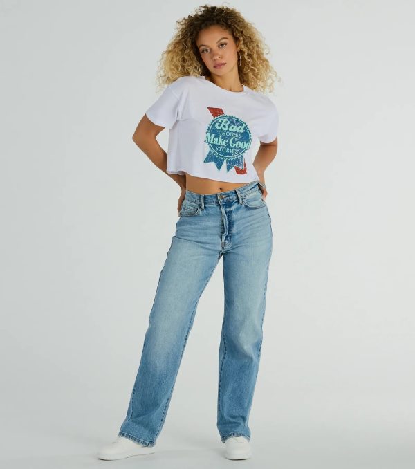 Bad Choices Make Good Stories Cropped Graphic Tee - Image 3