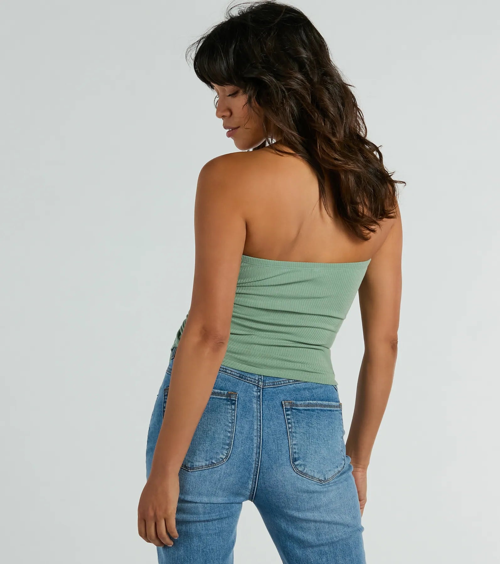 Easy Attention Strapless Slit Crop Top - Image 6