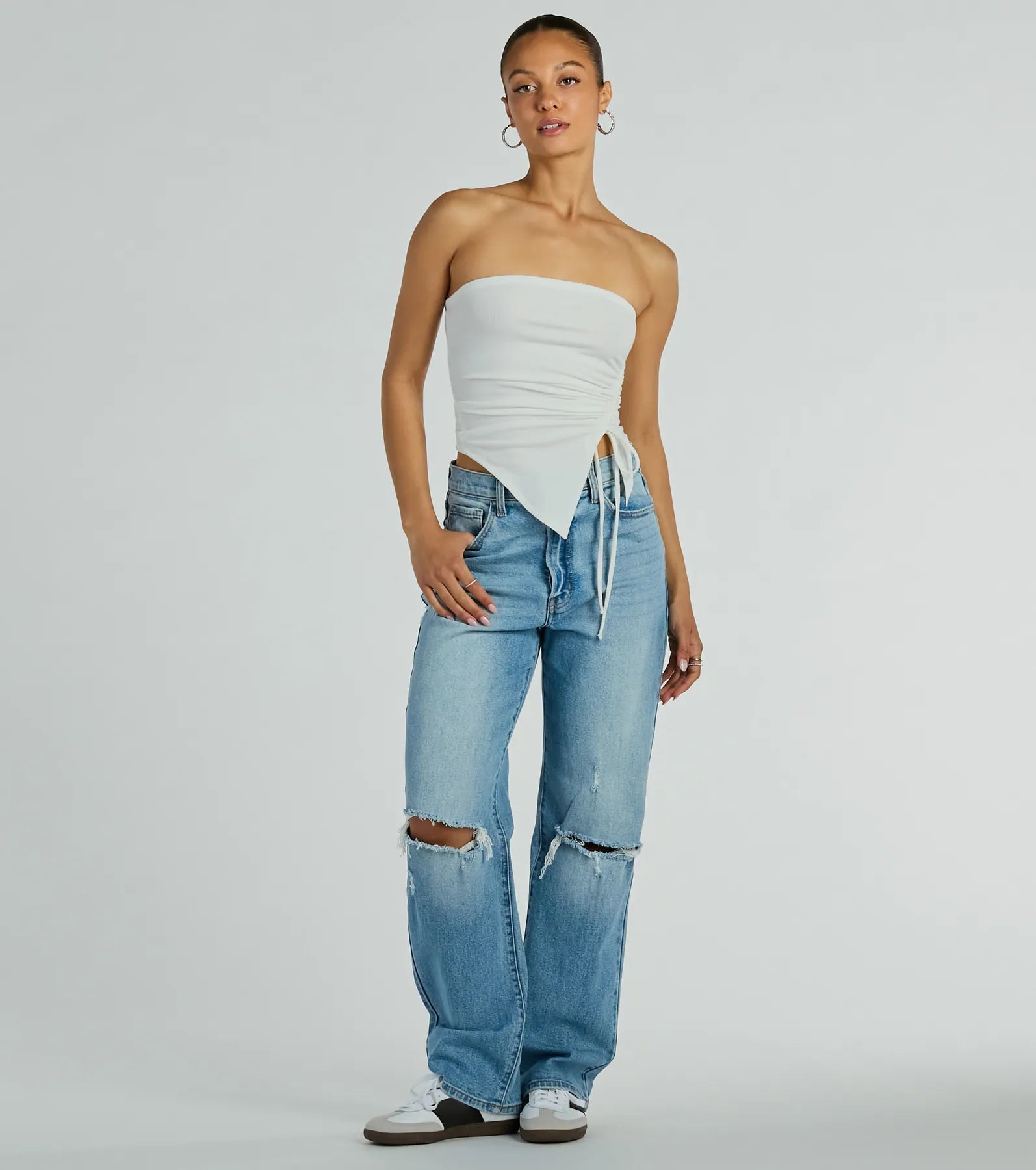 Easy Attention Strapless Slit Crop Top - Image 3