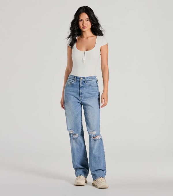 Trendy Vibe Hook And Eye Ribbed Knit Bodysuit - Image 3