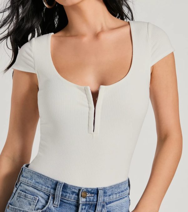 Trendy Vibe Hook And Eye Ribbed Knit Bodysuit - Image 4