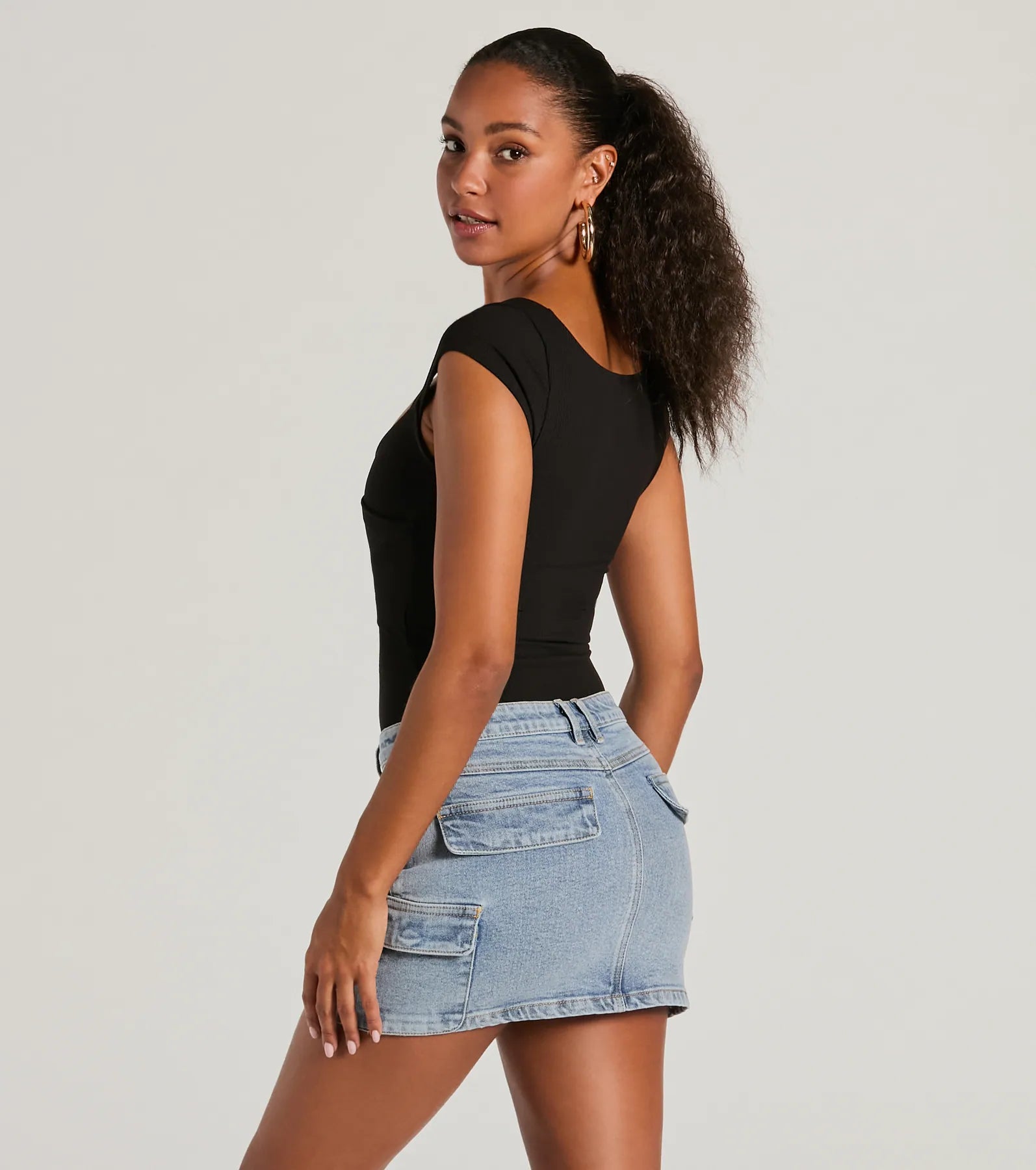 Sweet Traits Cap Sleeve Crisscross Rib Knit Bodysuit - Image 7