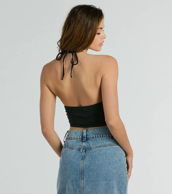 Trendy With A Twist Halter Keyhole Crop Top - Image 2