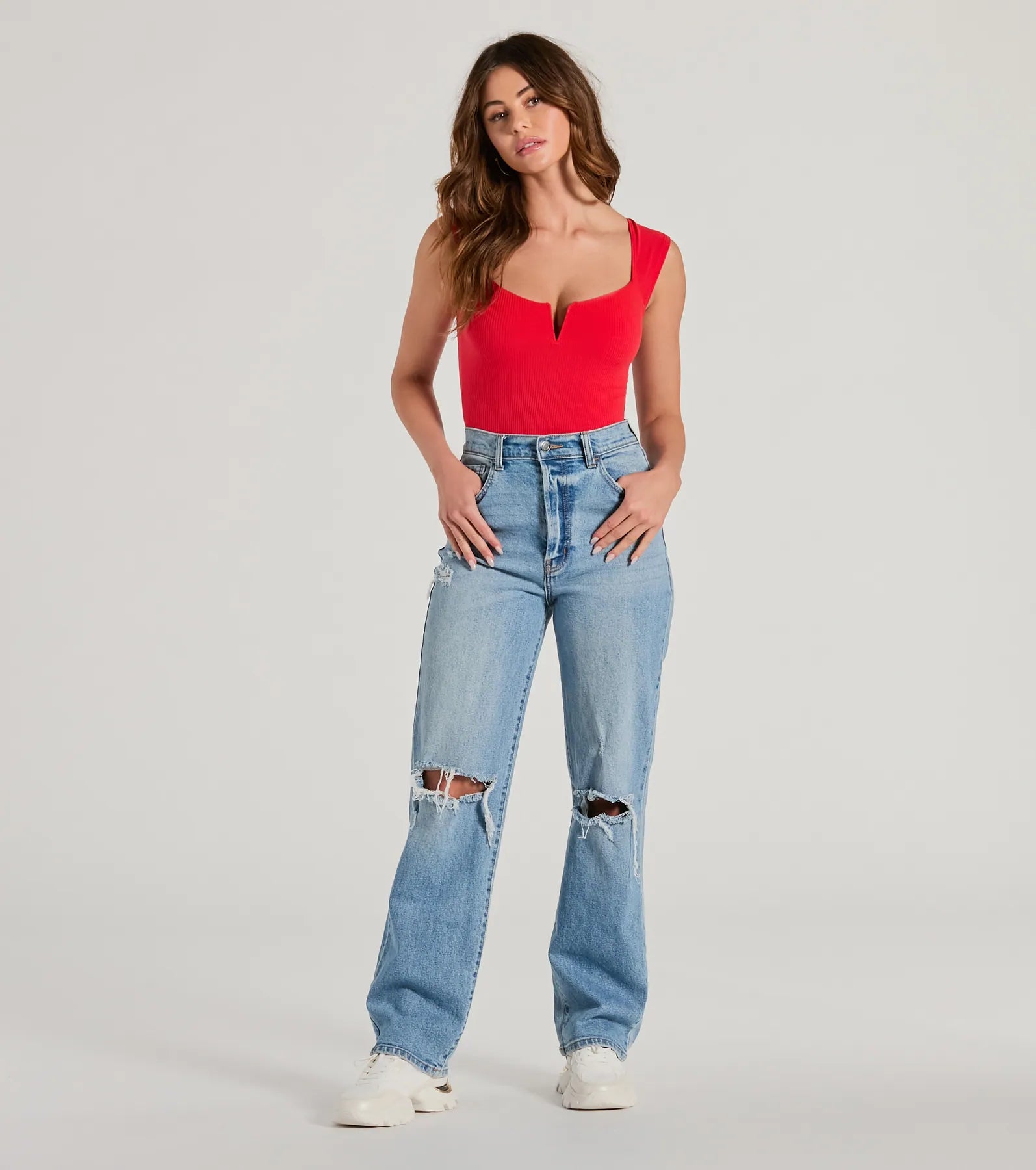 Flirty Does It Square Neck Rib Knit Bodysuit - Image 4