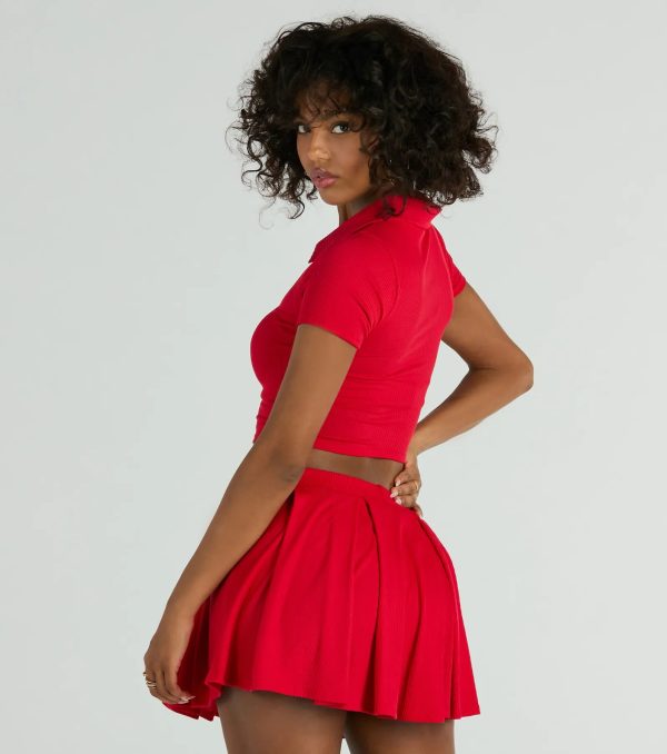 Game Set Collar Short Sleeve Crop Top - Image 2