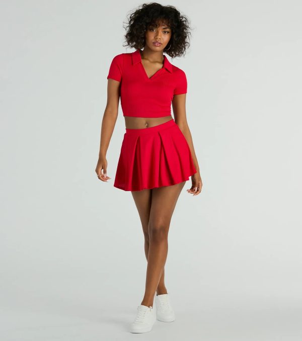 Game Set Collar Short Sleeve Crop Top - Image 3
