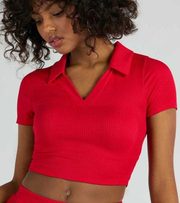 Game Set Collar Short Sleeve Crop Top - Image 4