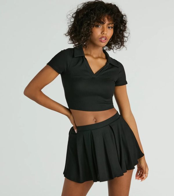 Game Set Collar Short Sleeve Crop Top - Image 5
