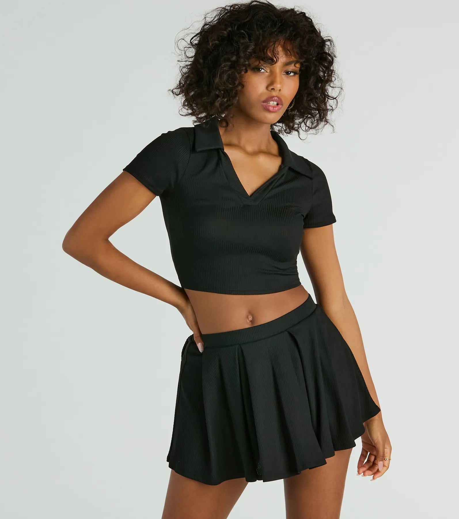 Game Set Collar Short Sleeve Crop Top - Image 5