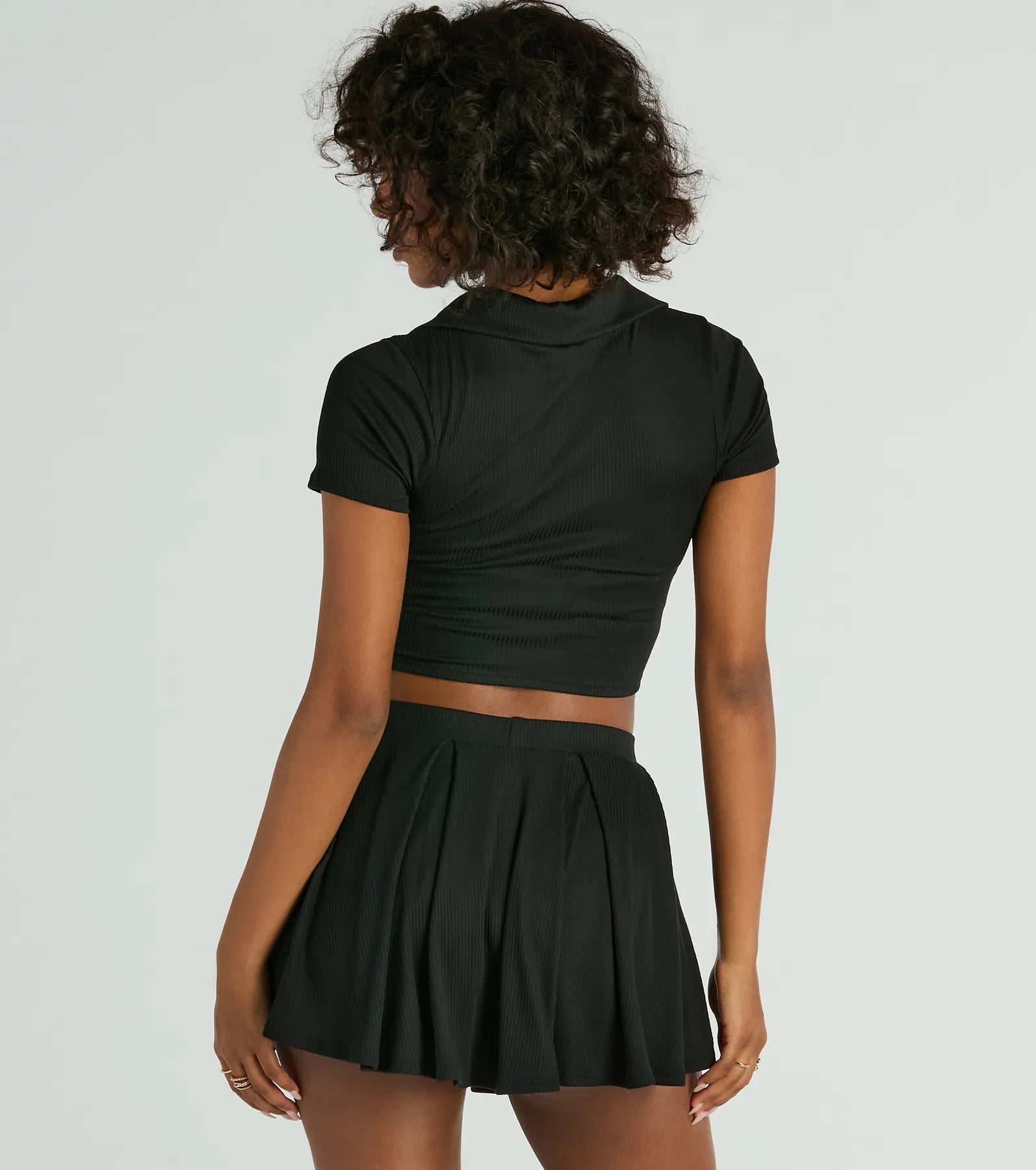 Game Set Collar Short Sleeve Crop Top - Image 6