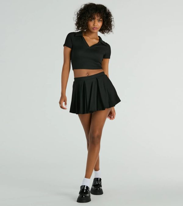 Game Set Collar Short Sleeve Crop Top - Image 7