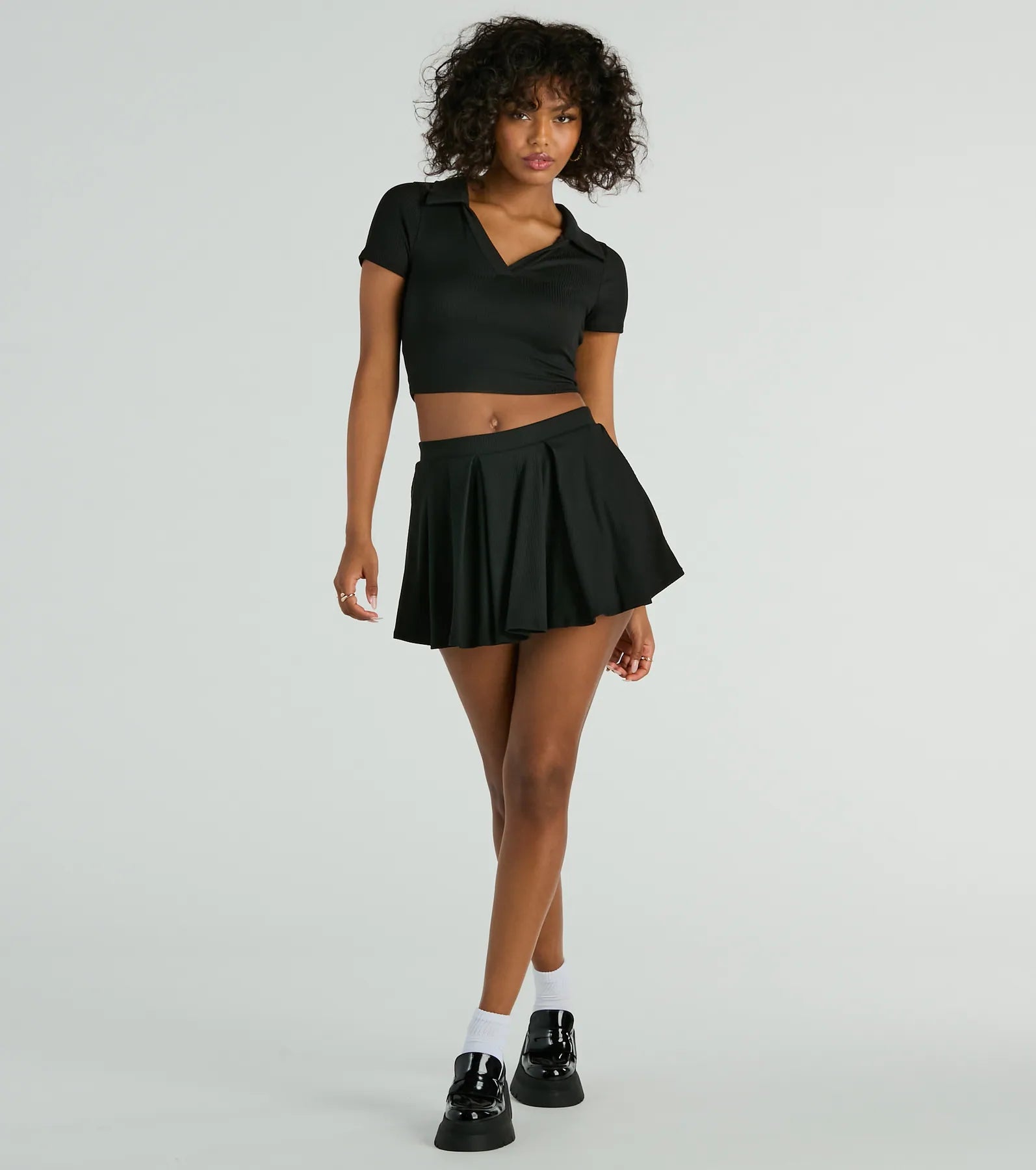 Game Set Collar Short Sleeve Crop Top - Image 7