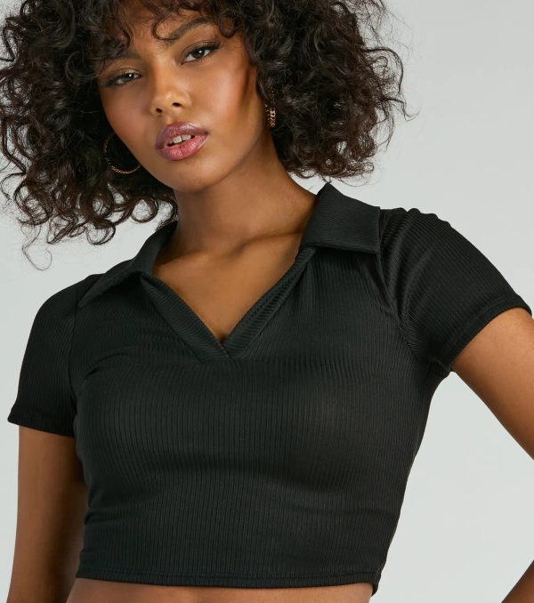 Game Set Collar Short Sleeve Crop Top - Image 8