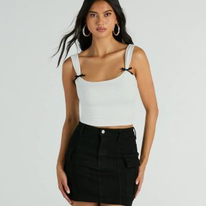 Adorable Icon Scoop Neck Bow Crop Top