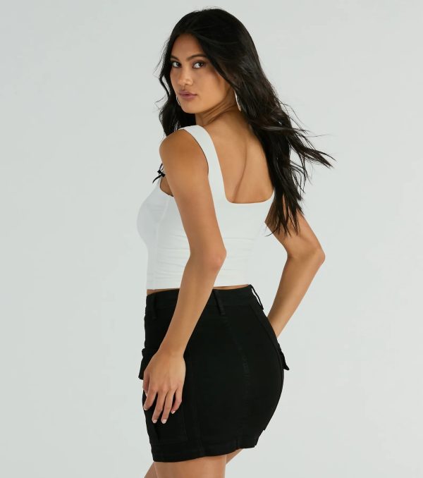 Adorable Icon Scoop Neck Bow Crop Top - Image 2
