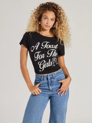 A Toast For The Girls Crop Graphic Tee
