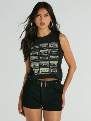 Kickin It Old School Cassette Graphic Muscle Tee