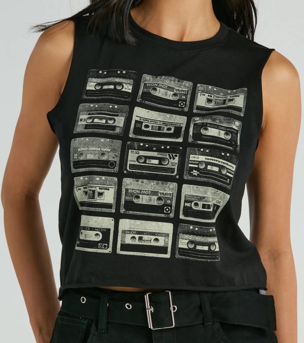 Kickin It Old School Cassette Graphic Muscle Tee - Image 4