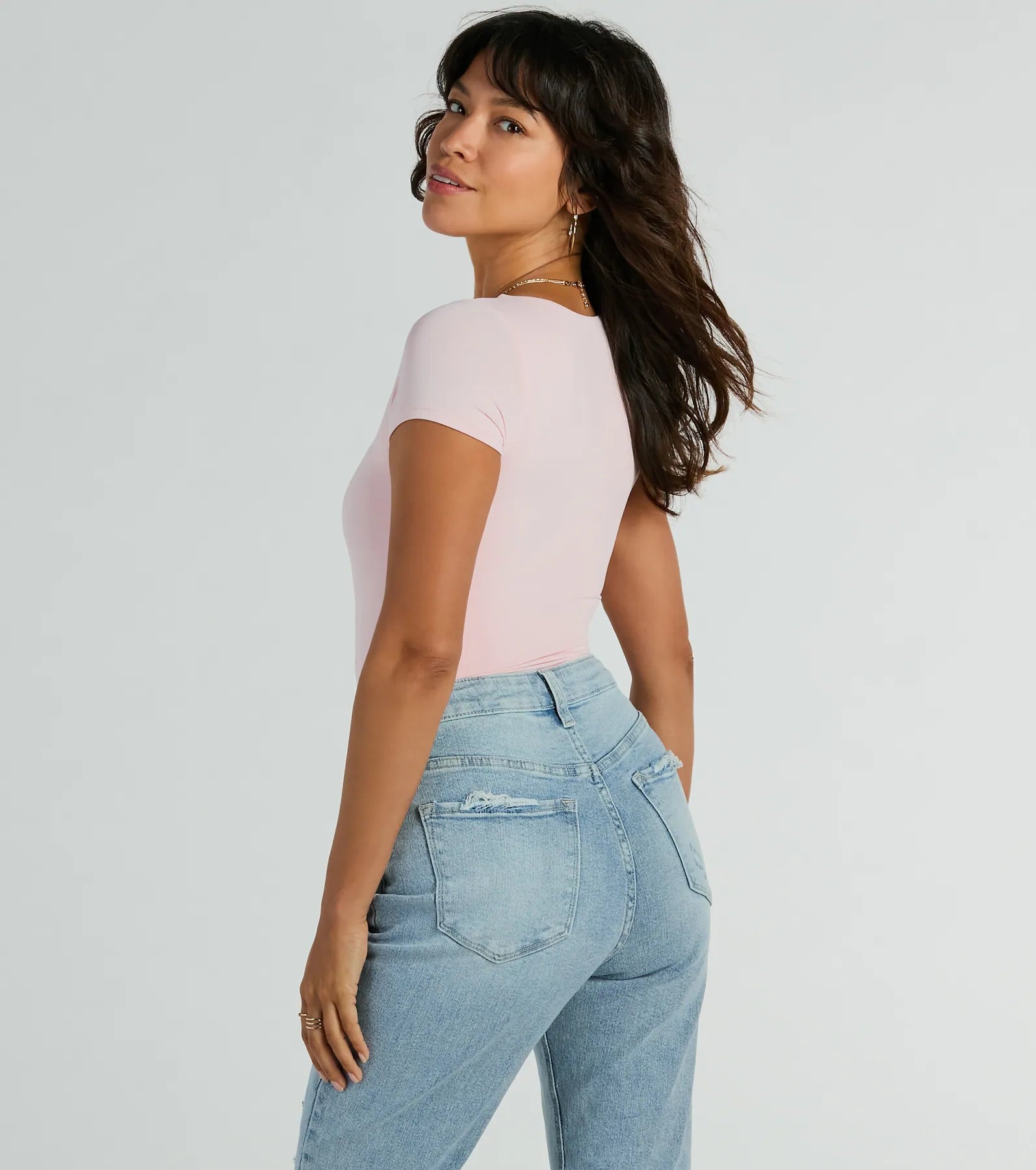 Smooth Silhouette Scoop Neck Short Sleeve Bodysuit - Image 16
