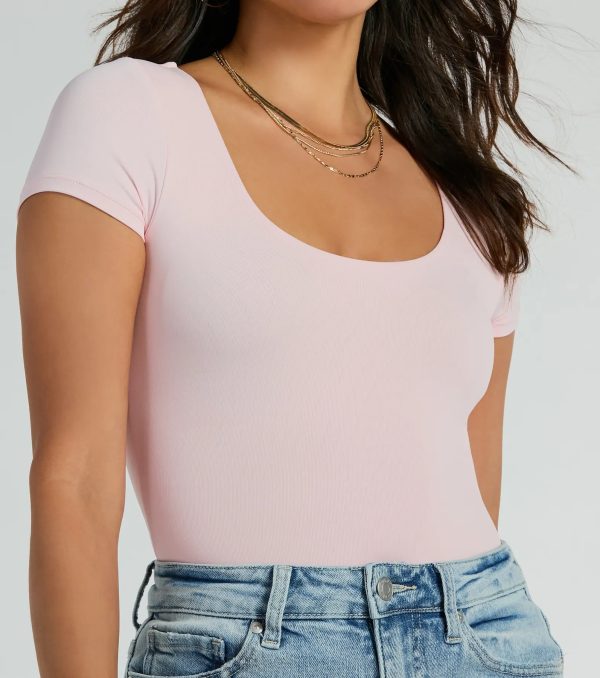 Smooth Silhouette Scoop Neck Short Sleeve Bodysuit - Image 18