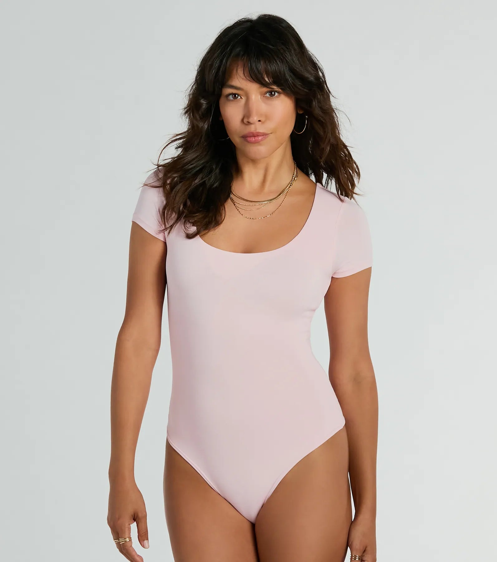 Smooth Silhouette Scoop Neck Short Sleeve Bodysuit - Image 19