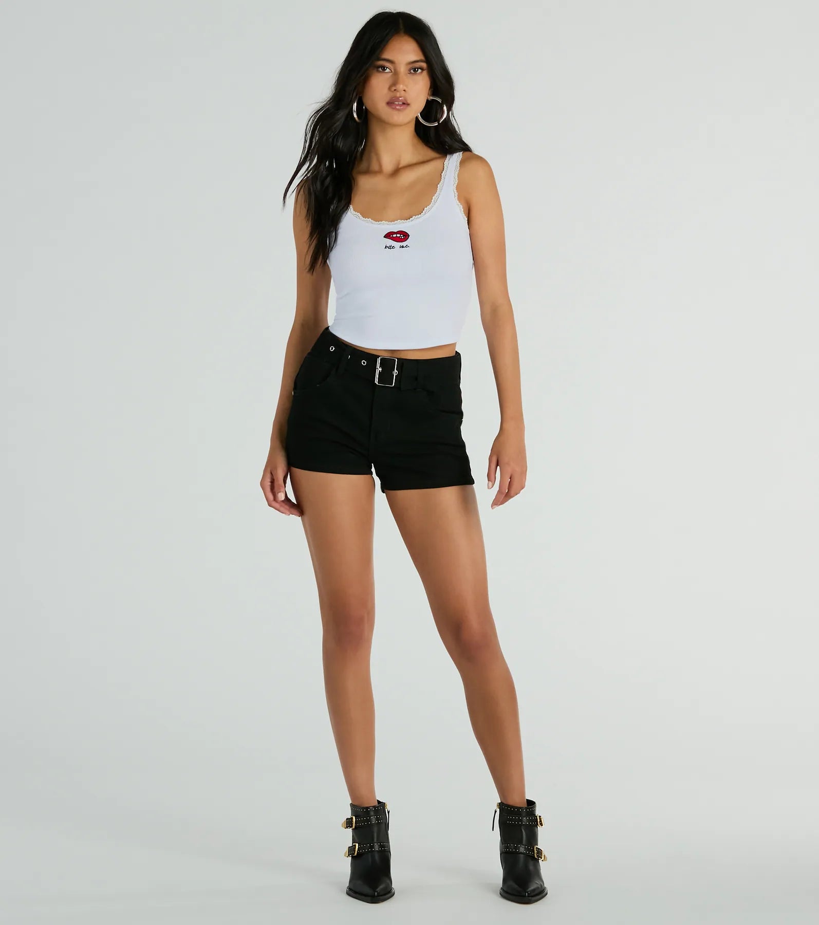 Bite Me Lace Trim Scoop Neck Crop Tank Top - Image 3