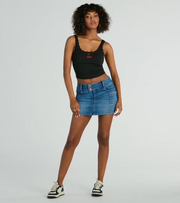 Cherry Picking Lace Trim Tank Top - Image 3
