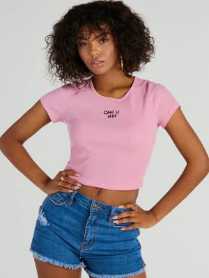 Can U Not Crew Neck Crop Tee