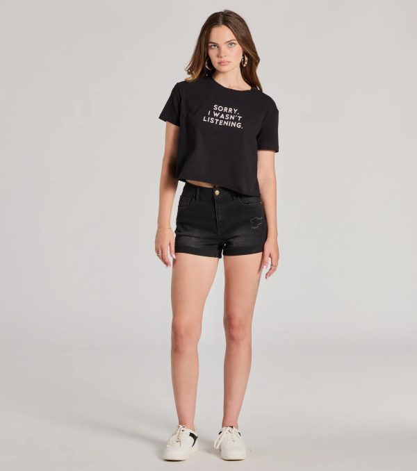 Sorry I Wasn't Listening Crop Graphic Tee - Image 3