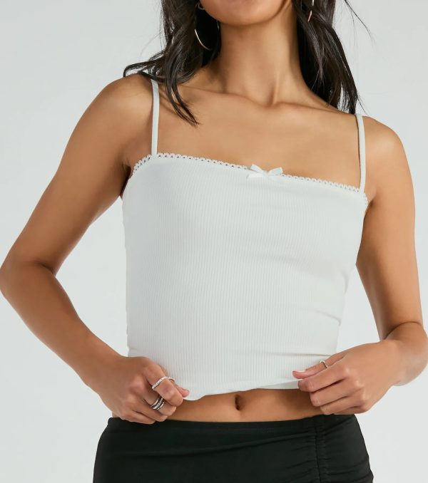 Basics To Love Lace Trim Bow Crop Tank Top - Image 4